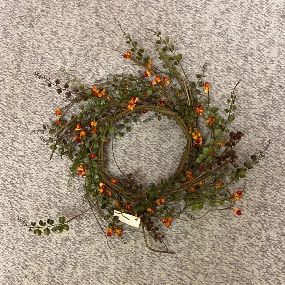 Floral Bittersweet Wreath with Orange and Green Accents